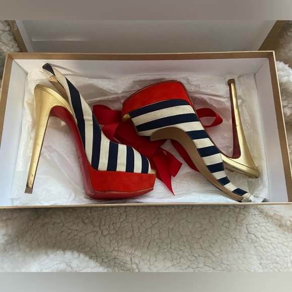 Christian Louboutin Lady Peep Sling Heels 36/5.5 - Picture 2 of 13